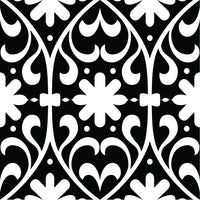 4" X 4" Black and White Floral Peel and Stick Removable Tiles