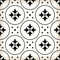 4" X 4" Black and White Rosa Peel and Stick Removable Tiles