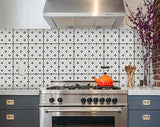4" X 4" Black and White Rosa Peel and Stick Removable Tiles