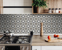4" X 4" Black and White Flo Peel and Stick Removable Tiles