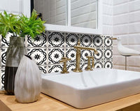 4" X 4" Black and White Rolla Peel and Stick Removable Tiles
