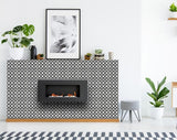 4" X 4" Black and White Dia Peel and Stick Removable Tiles