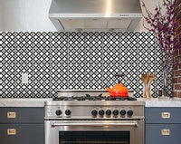 4" X 4" Black and White Dia Peel and Stick Removable Tiles