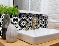 4" X 4" Black and White Stark Peel and Stick Removable Tiles