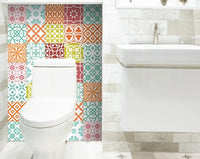 4" X 4" Muted Brights Mosaic Peel and Stick Removable Tiles