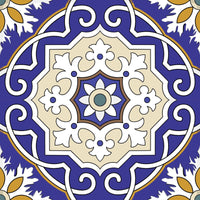 4" X 4" Blue White and Gold Mosaic Removable Tiles