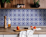 4" X 4" Blue And White Mosaic Peel And Stick Removable Tiles