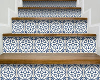 4" X 4" Tulipa Blue and White Peel and Stick Removable Tiles