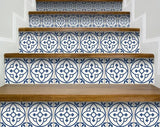 4" X 4" Tulipa Blue and White Peel and Stick Removable Tiles