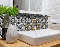 4" X 4" Black and White Roka Peel and Stick Removable Tiles