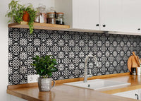 4" X 4" Black and White Roka Peel and Stick Removable Tiles