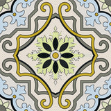 4" X 4" Taupe and Blue Scroll Peel and Stick Tiles