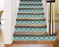4" X 4" Aqua Floral Peel and Stick Removable Tiles