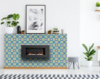4" X 4" Aqua Floral Peel and Stick Removable Tiles