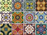 4" X 4" Auguri Flora Peel and Stick Removable Tiles