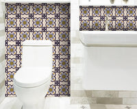4" X 4" Azul Flora Peel and Stick Removable Tiles