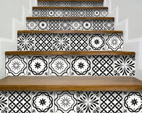 4" X 4" Black and White Multi Peel and Stick Removable Tiles
