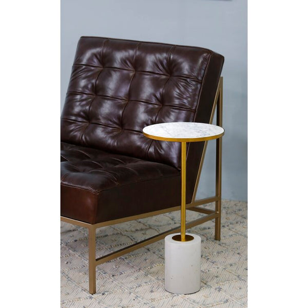 Gold and White Marble End or Side Table