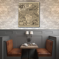 24" x 28" Vintage 1562 Map of Early Americas Wall Art