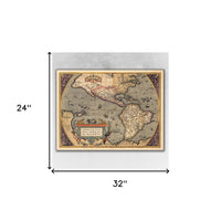 24" x 32" Vintage 1598 Map of the Americas Wall Art