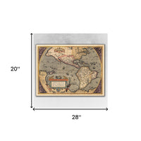 20" x 28" Vintage 1598 Map of the Americas Wall Art