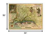 24" x 32" Map of Virginia c1627 Vintage  Poster Wall Art