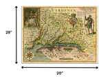 24" x 32" Map of Virginia c1627 Vintage  Poster Wall Art