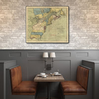 24" x 28" Vintage 1771  Map of North America Wall Art