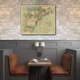 24" x 28" Vintage 1771  Map of North America Wall Art