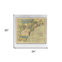 24" x 28" Vintage 1771  Map of North America Wall Art