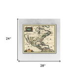 24" x 28" Vintage 1652 Map of Early North America Wall Art