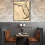 24" x 28" c1823 Early Map Of Florida  Vintage  Poster Wall Art