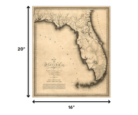 24" x 28" c1823 Early Map Of Florida  Vintage  Poster Wall Art