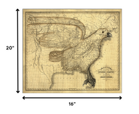 24" x 30" Eagle Map of America c1833 Vintage  Poster Wall Art