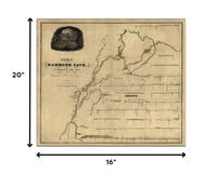 24" x 28" Map of Kentucky Mammoth Cave Vintage  Poster Wall Art