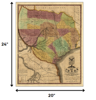 24" x 30" Texas and Surroundings c1837 Vintage Map Poster Wall Art