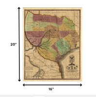 24" x 30" Texas and Surroundings c1837 Vintage Map Poster Wall Art