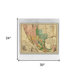 24" x 30" Vintage 1846 Map of Mexico Wall Art