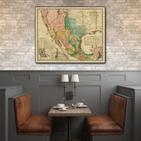 24" x 30" Vintage 1846 Map of Mexico Wall Art