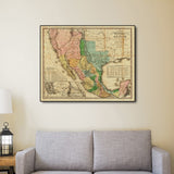 24" x 30" Vintage 1846 Map of Mexico Wall Art