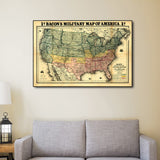 24" x 36" Vintage 1862 Civil War Map Wall Art