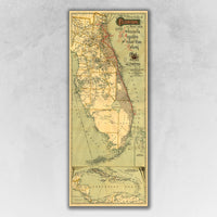 24" x 60" Map of Jacksonville Florida Vintage Poster Wall Art