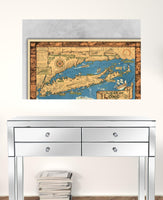 24" x 36" Vintage 1933 Map of Long Island Wall Art