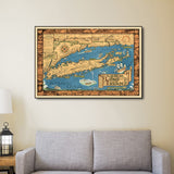 24" x 36" Vintage 1933 Map of Long Island Wall Art