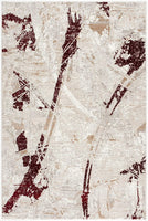 4? x 6? Red and Ivory Modern Distressed Area Rug