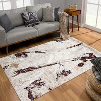 4? x 6? Red and Ivory Modern Distressed Area Rug