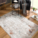4? x 6? Gray and Ivory Abstract Branches Area Rug