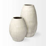 Petite White Embossed Stripes Ceramic Vase