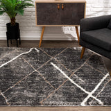 4? x 6? Gray Modern Distressed Lines Area Rug