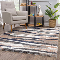 8? x 11? Gray and Black Strokes Area Rug